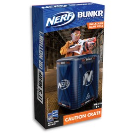 Nerf Bunkr BKN-3406 Take Cover Caution Crate-Inflatable Obstacle for Use with All Indoor & Outdoor Zones Game Fields-Features Stability System, 3-Way Valves, Battle Cards, 8+ Years