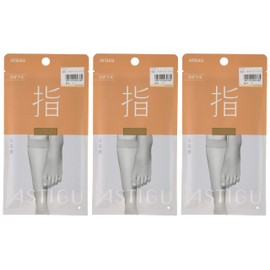 Atsugi Women's Stockings, Astigu Fingers, 5 Toes, Below Knee Length, 3 Pair Set, nude beige