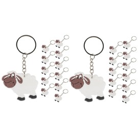 Vaguelly Pack of 24 Key Pendants for Sheep Sheep Key Fob Bag Pendant with Sheep Key Ring for Farm Animals Mini Animal Key Ring Animal Doll Key Ring White