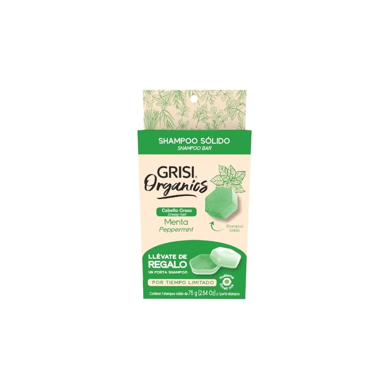 Shampoo Sólido con Menta para Cabello Graso, 75gr