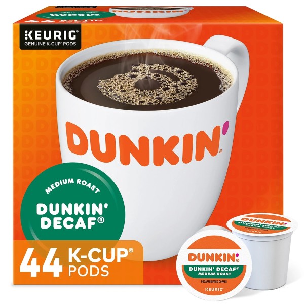 Dunkin' Donuts Decaf Single-Serve K-Cup Pods Medium Roast Coffee 44