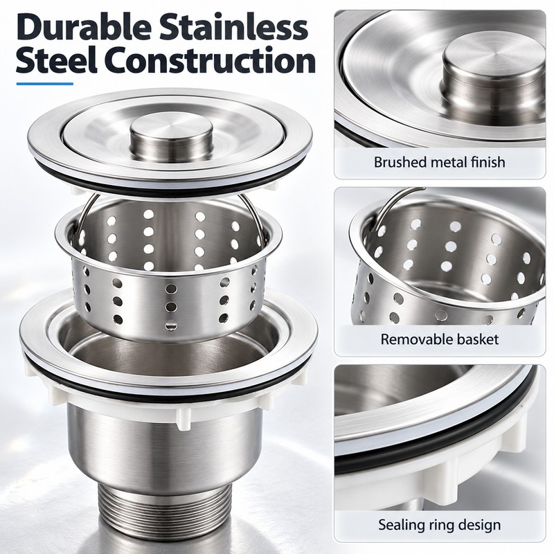 Stainless Steel Kitchen Sink Drain Strainer for Food Waste –