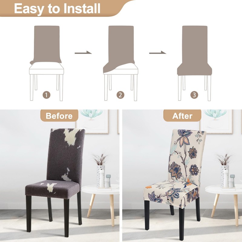 SearchI Fit Stretch Removable Washable Short Dining Chair Covers Slipcover