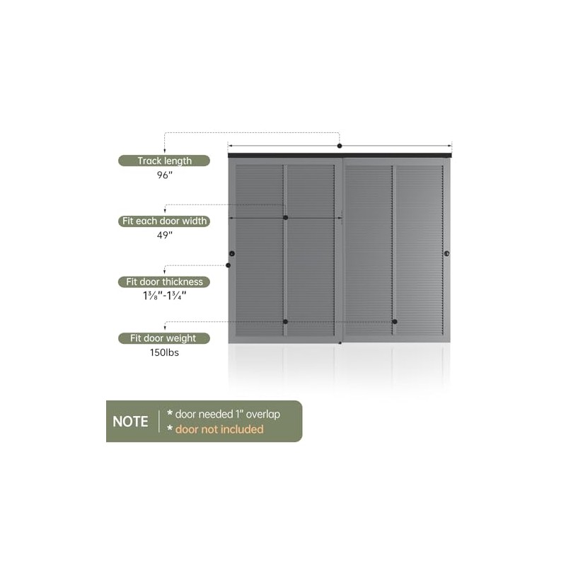 EaseLife Kit de herrajes para puerta corredera de bolsillo doble