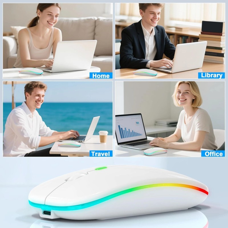 FYBC Bluetooth LED 2.4G Wireless Mouse Luminous Slim Design for