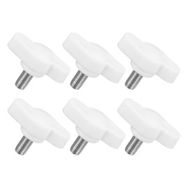 QUARKZMAN Pack of 6 T-wing Screws with Handles Thumb Screws, M5 x 10 mm Male Screw Knob 304 Stainless Steel Thumb Screw Handle 27 mm Diameter, White