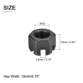 DTGN M12x1.75mm(DxP) Slotted Hex Castle Nuts - 10Pack - Good for Machinery Repairing - Carbon Steel Blackened Hexagon Nuts - Black