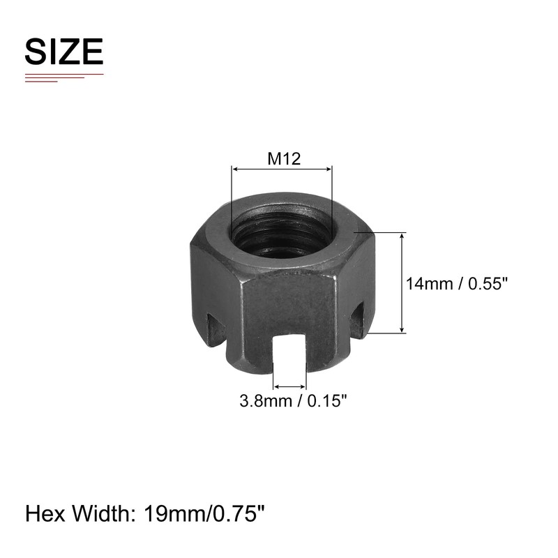 DTGN M12x1.75mm(DxP) Slotted Hex Castle Nuts - 10Pack - Good