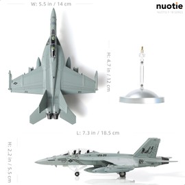 NUOTIE 1/100 F/A-18 Super Hornet Fighter Aircraft Model Fighter U.S. Navy VAF-213 Blacklions Strike Fighter Squadron Painting F18 Model Diecast Plane Model with Display Stand Collection Gift for Adult