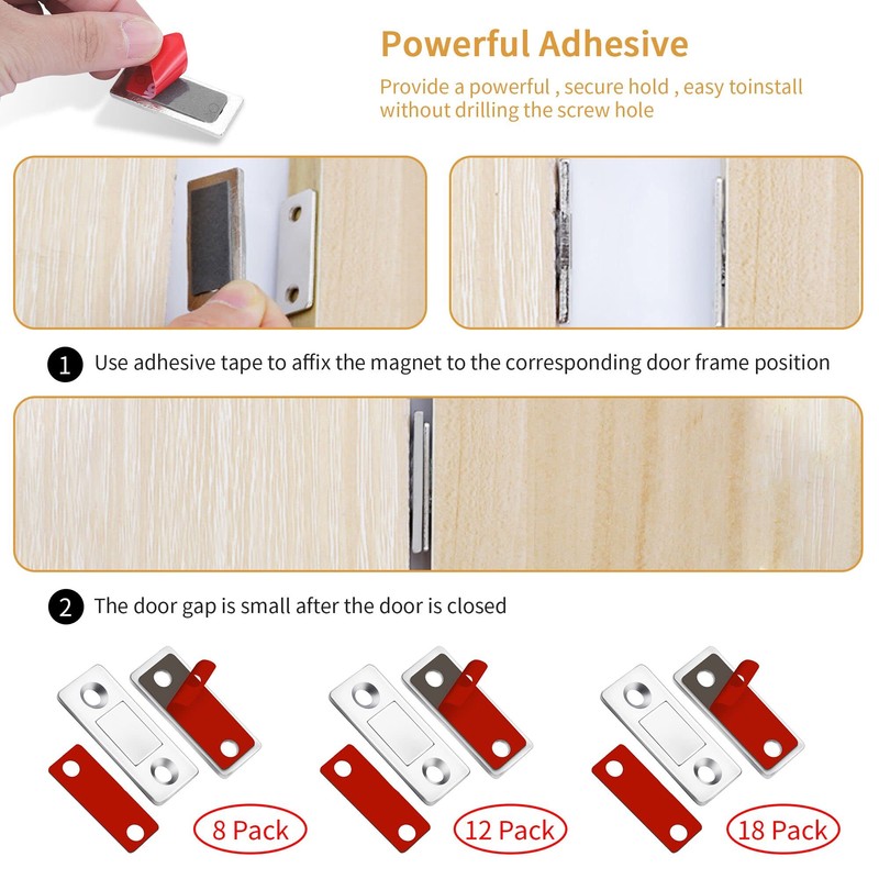 18 Pack Ultra Thin Magnetic Door Catch with Screws, Drawer