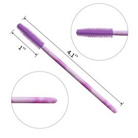 Mekupeu 50 Piezas De Varitas De Rímel De Silicona, Cepillos De Pestañas Desechables, Cepillo De Carrete De Pestañas Suave Para Extensiones De Pestañas (Morado Oscuro)