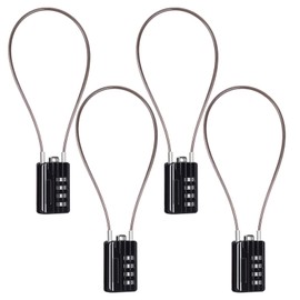 SEPOX® 4 Pcs Resettable Combination Padlock, 1-3/16" Width Body with 32cm Extrem Long Cable, 4 Digit Combo Cable Lock for Suitcase, Travel Bag, Gym Lockers, Filing Cabinets,Pack of 4 Black