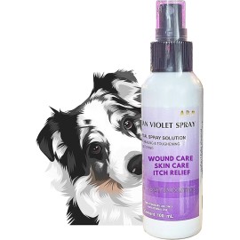 Gentian Violet Spray Solution 1% 100 ML. Pet Wound Care Skin Soother Healing Dog
