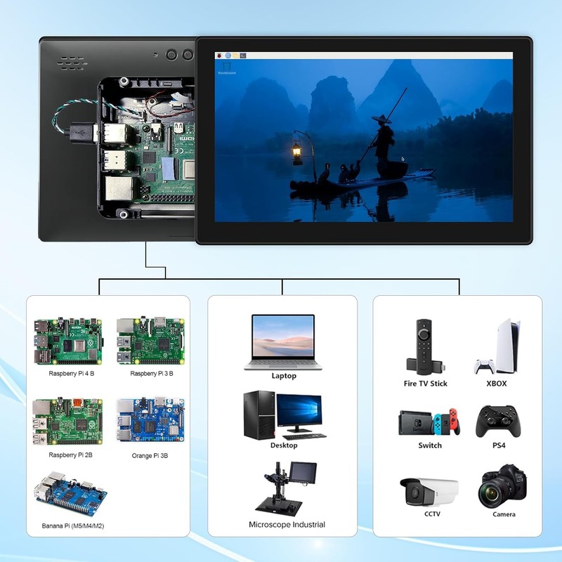 10.1 Inch Touchscreen for Raspberry Pi,5-Point 1920 * 1200 IPS