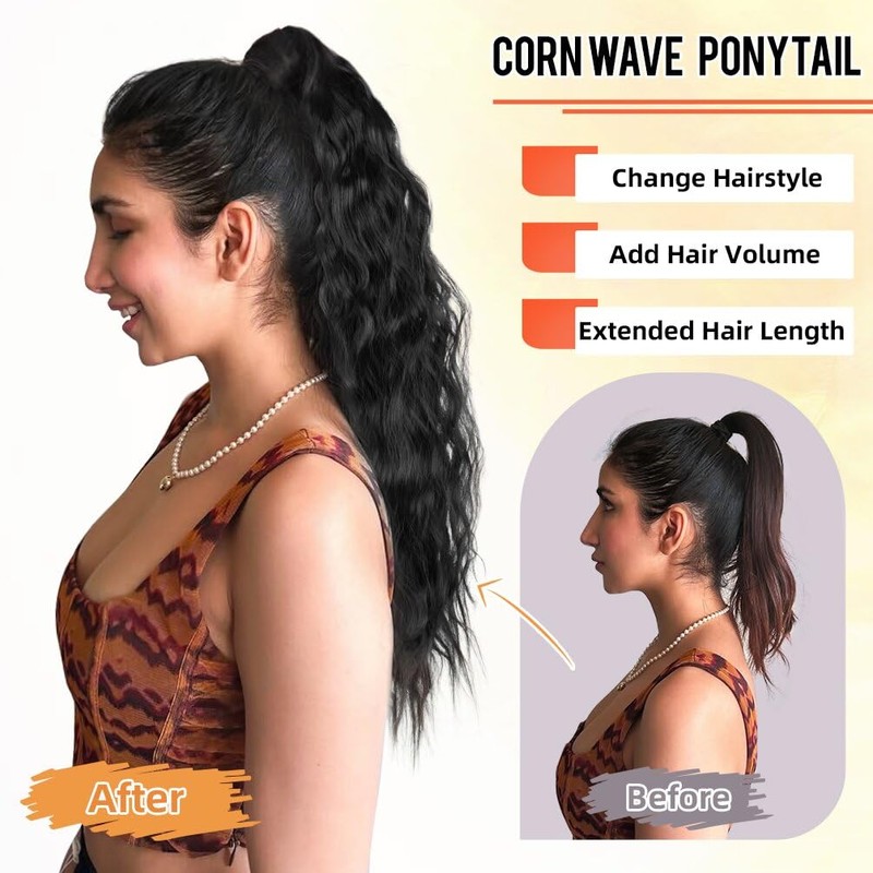 quesdom Corn Wave Ponytail Extension Wrap Around Pony Tail 22