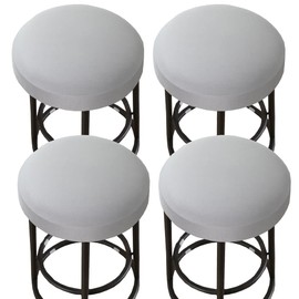 HFCNMY Stool Covers Round,4 Pack Stretch Round Bar Stool Covers Washable Bar Stool Seat Covers Stool Cushion Slipcover Elastic Bar Chair Covers for 13-20 Inch Chair (Light Gray)
