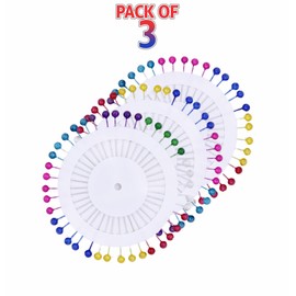 Quilting Pins Sewing Scarf Hijab Pearlized Straight Pins Colorful Head Fabric Cover Loose Pins Dressmaking DIY Art Craft Flower Decoration(3Pack)