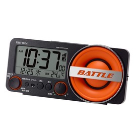 RHYTHM Loud Alarm Clock, Atomic Clock, 1,000 Patterns, Electronic Sound, Alarm, Backlight, Digital, "Fit Wave Battle 230" 8RZ230SR02, Black, 3.3 x 7.2 x 2.3 inches (8.5 x 18.4 x 5.8 cm)