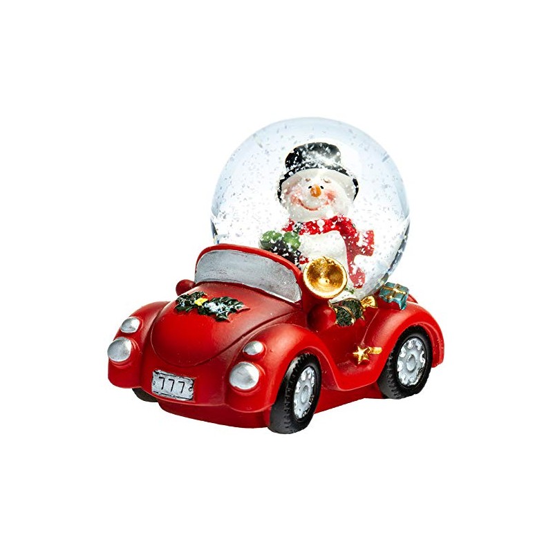SIKORA SK04 Small Glass Decorative Snow Globe Snowman in Car