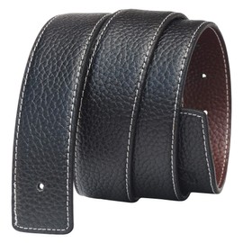 QHA Mens Reversible Leather Belts Without Buckle Genuine Replacement Belt Strap for Men Jeans 38mm Wide Q02RV Black/Brown 40"-44"