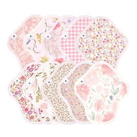Cloth Napkin NO 4 Organic Cotton Set of 10 v09 pk Pastel Pink Pale Pink Pure Floral Pattern