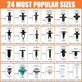 Aodigesa 845Pcs Car Retainer Clips, Bumper Fender Plastic Rivet,16 Most Popular Sizes Nylon Push Pin Set, Auto Body Door Panel Fastener Trim Remover Kit for Toyota GM Ford Honda Acura Chrysler