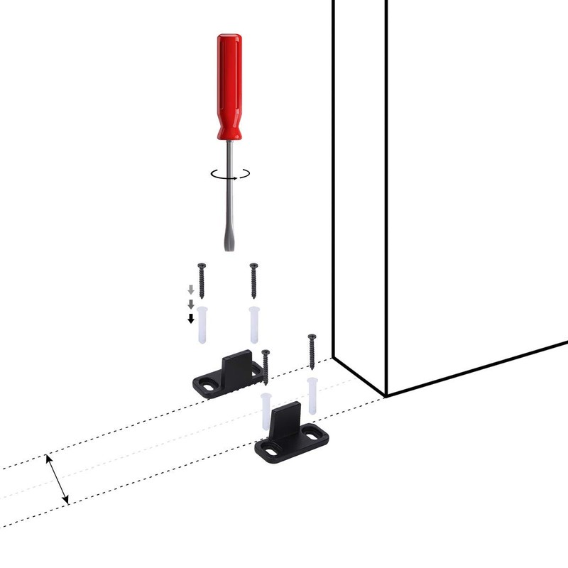 Homode Barn Door Floor Guide, Matte Black Metal Floor Mounted