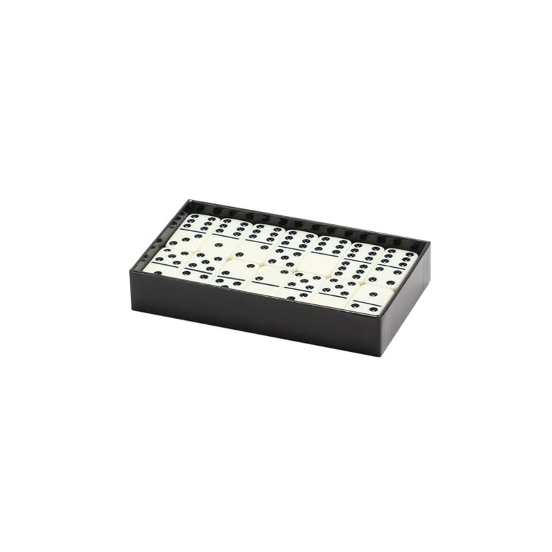 Double Six Professional Dominoes - White with Black Dots, Case
