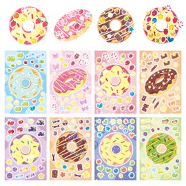 Dvobez 8 Sheets Holographic Make a Face Stickers for Kids, Make Your Own Stickers for Kids Crafts Party Favors Goodie Bags Stuffers Birthday Supplies - Donuts