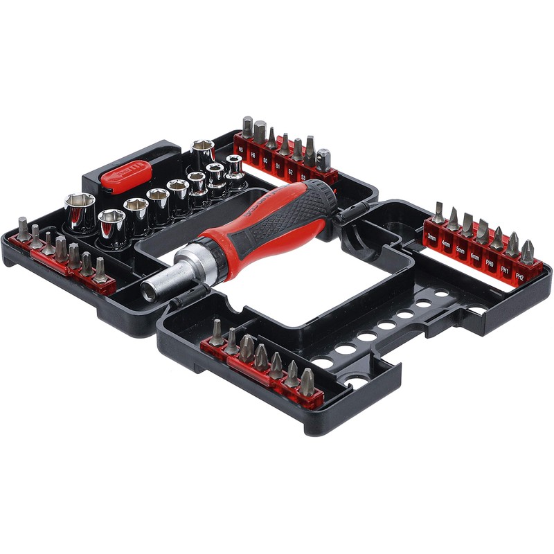 Kraftmann 20138 Socket Spanner Set with Ratchet Twist Handle for