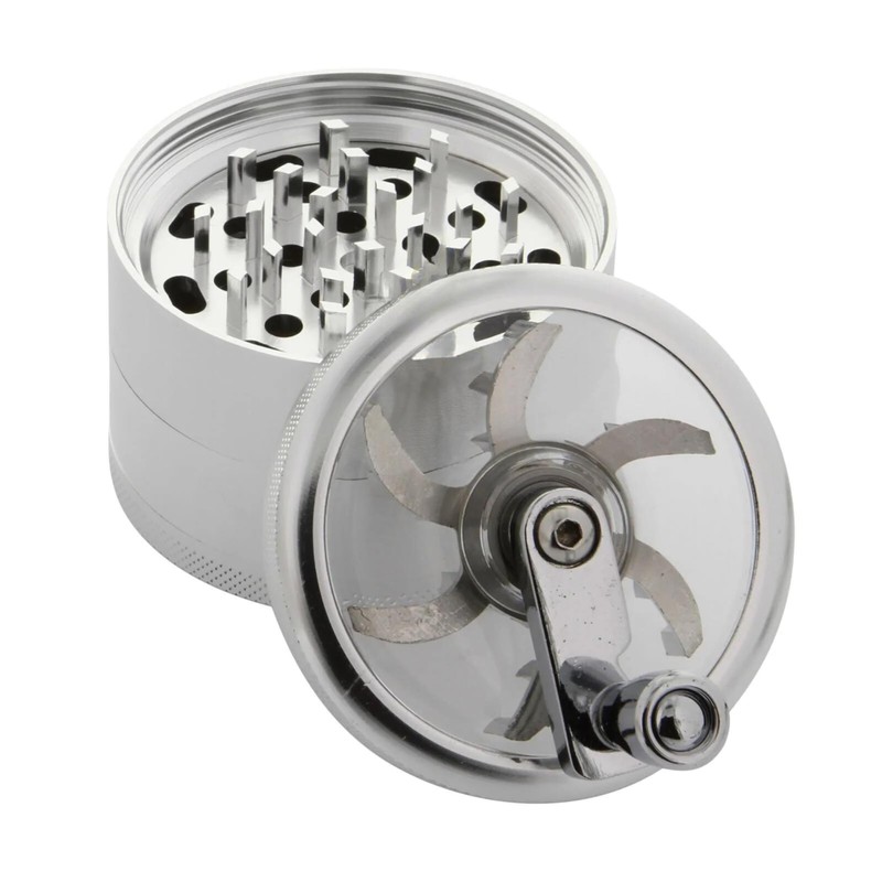 Glamified 2.5" 4 Pieces Hand Cranked Clear Top Herb Grinder