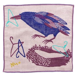 Kusubashi Ori Mon A-65933-86-BE Morita MiW Gauze Handkerchief, Crow, Beige, Approx. 9.8 x 9.8 inches (25 x 25 cm)