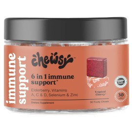Unbranded Chewsy 6-in-1 Immune Support Supplement Fruity Chews with Elderberry, Vitamin C,