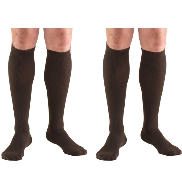 Truform 1944 Men's Socks, Knee High, Dress Style: 20-30 mmHg, Brown, Large (Pack of 2)
