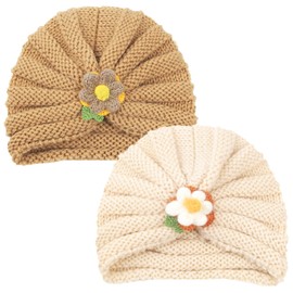 LECTNORE Newborn Baby Hat, Soft Stretchy Baby Turban Hat, Infant Girls Boys Hat, Nursery Hospital Hat for Newborns, Toddlers, Winter Style Combination 3