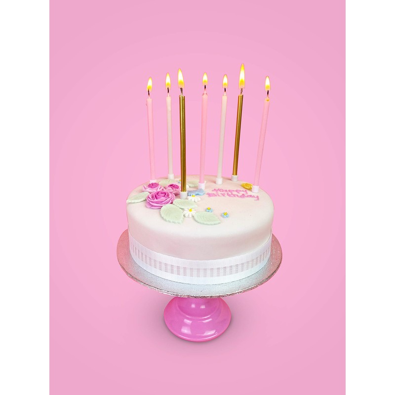 Talking Tables 16 x Candeline di Compleanno Rosa, Oro e