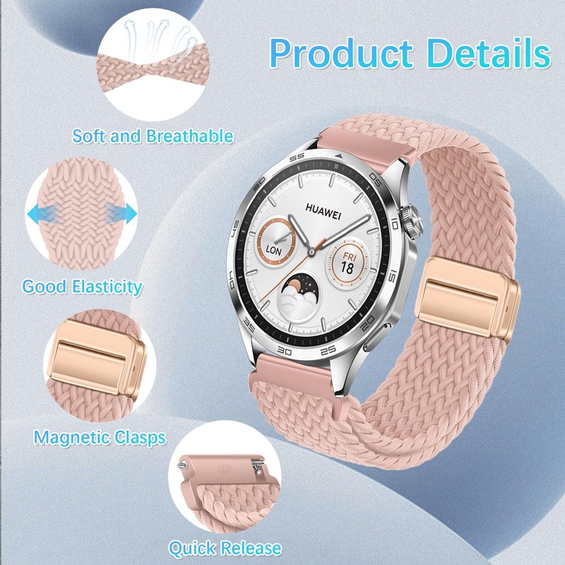 RanBluu 22 mm 20 mm Nylon Strap, Braided Replacement Strap,