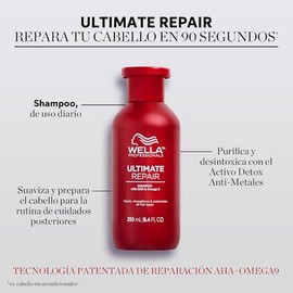 Wella Professionals Ultimate Repair Professional Shampoo en crema ligero para cabello dañado, 250 ml