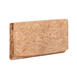 Hudson & James Ladies Designer Cork Vegan RFID Blocking Shield Card Holder Wallet Purse Multi Credit Card Women Clutch Wallet with Zip Pocket (Cork 09 Plain)