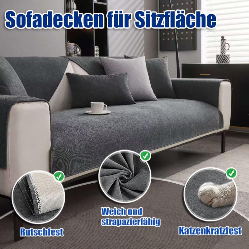 Gluhbirnen Copridivano antiscivolo, rivestimento proteggi-divano, coperta per divano, grigio scuro,