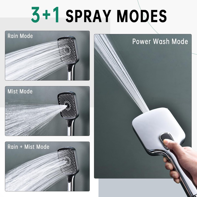 13-Inch Shower Heads with Multi-Function Handheld Sprayer Combo, 3-Way Metal