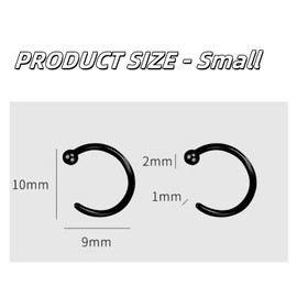 Ceramic Stud Half Hoop Earrings for Cartilage Women Sensitive Ears Huggie earrings Nose Ring(Black, Small)