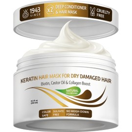 Vitamins Keratin Hair Mask Deep Conditioner - Thin Fine Hair Keratin Argan Silk Hydrating Complex to Repair Dry Damaged Hair and Scalp