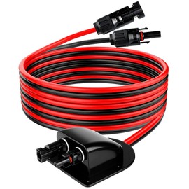 Solar Cable Entry Gland with 10Ft 10AWG Solar Extension Cable Connector, Weatherproof Roof Double Cable Entry Housing Junction Box Fit for RV, Boat, Camper, Van, Shed, Garage