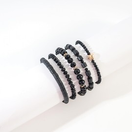 RISHEGAE Crystal Heishi Beaded Bracelet for Women Stackable Bracelet Layering Friendship Summer Stretch Bracelets for Women