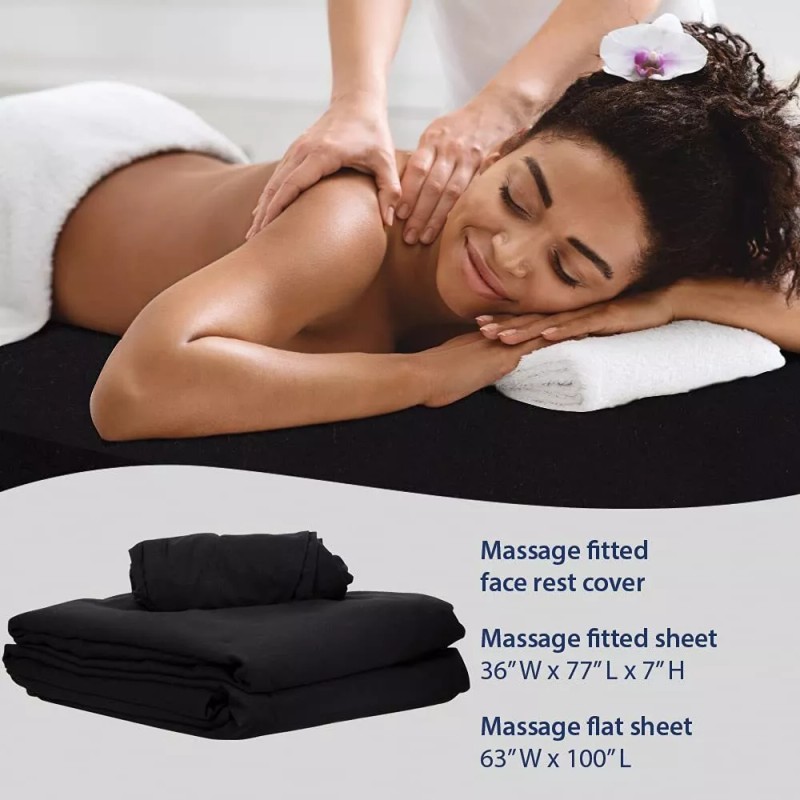 ForPro Professional Collection Black 3 Piece Microfiber Massage Sheet Set