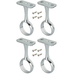 Wardrobe Rail Centre Supports Brackets 25mm Chrome Plated x4 with screws