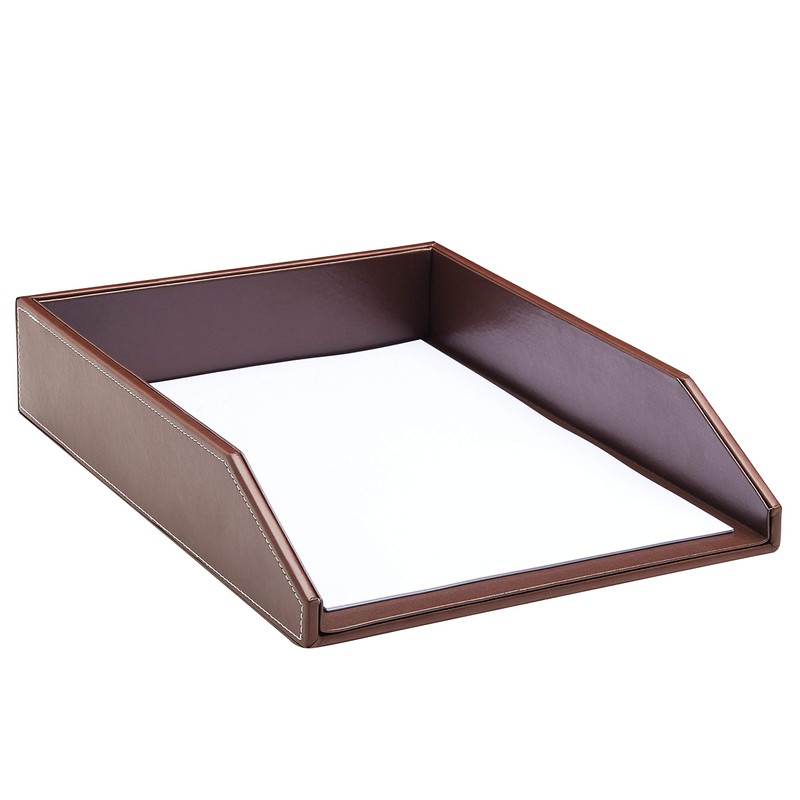 Gallaway Leather Letter Tray Desk Organizer - Paper Tray for