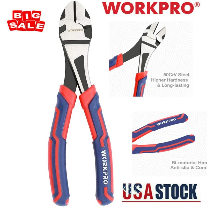 WORKPRO 7" Diagonal Pliers in CRV Steel for Cutting Wire