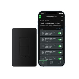 Square D X Series 15 Amp WiFi Energy Monitoring Dimmer Light Switch, Single-Pole/3-way, 600 Watt, Rocker, Matter Certified, Compatible with Alexa and Google Assistant, Black